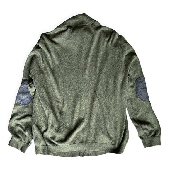 Tasso Elba Elbow Patch Sweater Men XL Green Full Zip Collared Lightweight Jacket - Picture 2 of 12